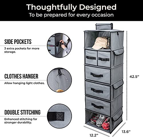 Haning Closet Organizer - Declutter Your Dresser & Wardrobe with This Sturdy, Multi-Compartment Storage Solution - Keep Your Clothes Fresh & Accessible