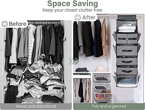 Haning Closet Organizer - Declutter Your Dresser & Wardrobe with This Sturdy, Multi-Compartment Storage Solution - Keep Your Clothes Fresh & Accessible