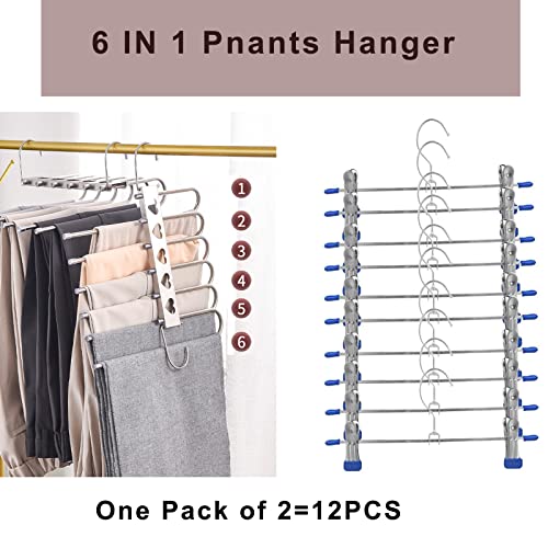 dineda 2Pack Pants Hangers Space Saving Closet Organizers Storage Jeans Organizer