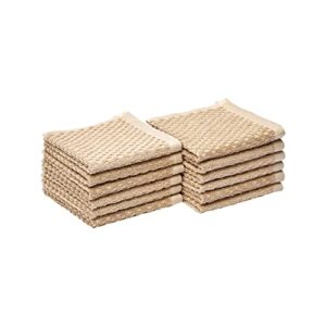 amazon basics odor resistant textured wash cloth, 12 x 12 inches - 12-pack, beige