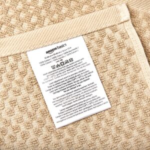 Amazon Basics Odor Resistant Textured Wash Cloth, 12 x 12 Inches - 12-Pack, Beige