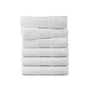 lane linen 6 pc wash cloths bathroom set -100% cotton highly absorbent washcloths bulk, premium spa & hotel quality wash clothes - white