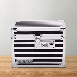 Vaultz Medicine Lock Box w/Combination Lock - 5 x 7 x 5 Cabinet Safe, Black & White Stripes