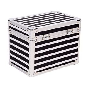 Vaultz Medicine Lock Box w/Combination Lock - 5 x 7 x 5 Cabinet Safe, Black & White Stripes