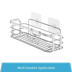 LUXEAR 6 Pack Reusable Adhesive Sticker for Bathroom Kitchen for Shower Caddy Basket Shelf Soap Dish Holder Kitchen Sink Caddy - No glue, Transparent