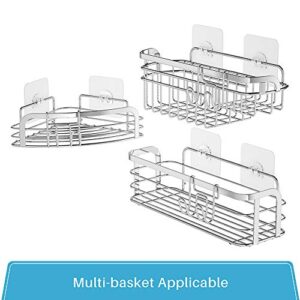 LUXEAR 6 Pack Reusable Adhesive Sticker for Bathroom Kitchen for Shower Caddy Basket Shelf Soap Dish Holder Kitchen Sink Caddy - No glue, Transparent