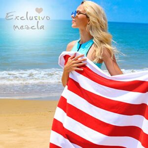 Exclusivo Mezcla 2-Pack 100% Cotton Oversized 35"x70" Cabana Stripe Beach Towels, Super Absorbent Soft Plush Pool Towel, Bath Towel (Red)