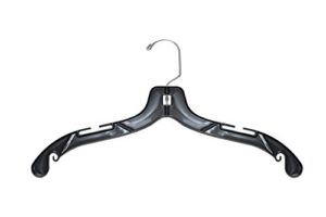 nahanco 2507 plastic shirt/dress hanger with chrome swivel hook, medium weight, 17", black (pack of 100)