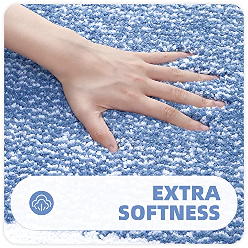 Color G Bathroom Rug Mat, Ultra Soft and Water Absorbent Bath Rug, Bath Carpet, Machine Wash/Dry, for Tub, Shower, and Bath Room (24"x35", Blue and White)