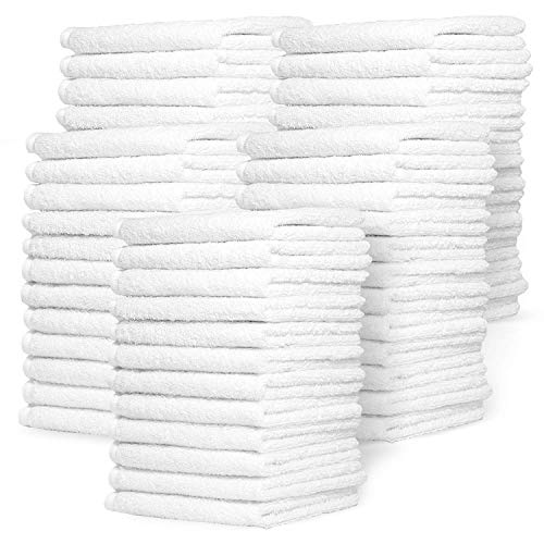 Zeppoli Wash Cloth Towels by Royal, 60-Pack, 100% Natural Cotton, 12 x 12, Soft and Absorbent, Machine Washable, White (60-Pack)