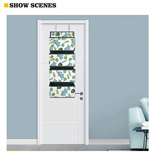 UNICEU Yellow Sunflower Wall Mounted Storage Bag Over The Door Storage Pouch with 4 Pockets 2 Hocks Door Closet Hanging Storage Bags Organizer