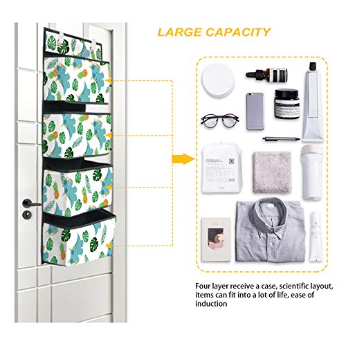 UNICEU Yellow Sunflower Wall Mounted Storage Bag Over The Door Storage Pouch with 4 Pockets 2 Hocks Door Closet Hanging Storage Bags Organizer