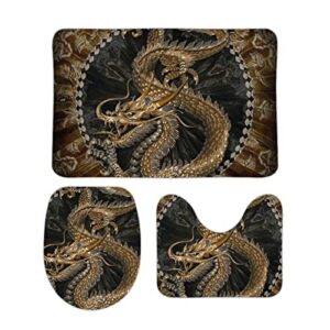 roargy bathroom rugs sets 3 piece bath mat dragon machine wash absorbent soft shower tub mat toilet non-slip home decor gifts for mom,20''×32''