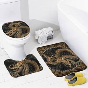 Roargy Bathroom Rugs Sets 3 Piece Bath Mat Dragon Machine Wash Absorbent Soft Shower Tub Mat Toilet Non-Slip Home Decor Gifts for Mom,20''×32''