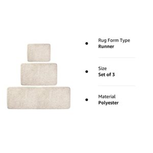 mDesign Non-Slip Microfiber Polyester Rectangular Spa Mat/Bath Rugs, Plush Heathered Water Absorbent Accent Rug for Bathroom Vanity, Bathtub/Shower, Machine Washable, Set of 3 - Linen/Tan