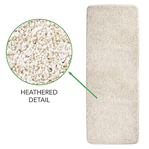 mDesign Non-Slip Microfiber Polyester Rectangular Spa Mat/Bath Rugs, Plush Heathered Water Absorbent Accent Rug for Bathroom Vanity, Bathtub/Shower, Machine Washable, Set of 3 - Linen/Tan