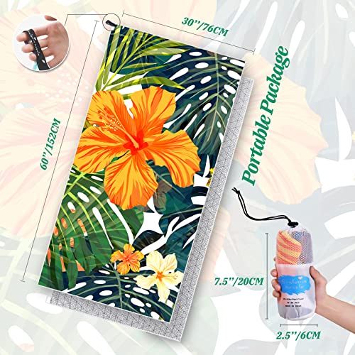 Exclusivo Mezcla Large Quick Dry Beach Towel, Super Absorbent Sand Free Microfiber Beach Towels for Kids Adults (Sunflower, 30"X60"), Compact Pool Camping Towel with Bag