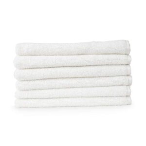 RosenSoft Oversized Wash Clothes-16x14 in Extra Large Wash Cloths for Body and Face, Hand Gym Spa- Fingertip Towels for Bathroom, Bath Towel Set, 100% Turkish Cotton Thick and Absorbent (White, 6)