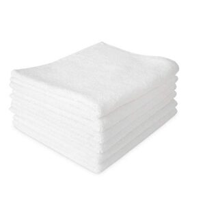 RosenSoft Oversized Wash Clothes-16x14 in Extra Large Wash Cloths for Body and Face, Hand Gym Spa- Fingertip Towels for Bathroom, Bath Towel Set, 100% Turkish Cotton Thick and Absorbent (White, 6)