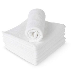 RosenSoft Oversized Wash Clothes-16x14 in Extra Large Wash Cloths for Body and Face, Hand Gym Spa- Fingertip Towels for Bathroom, Bath Towel Set, 100% Turkish Cotton Thick and Absorbent (White, 6)