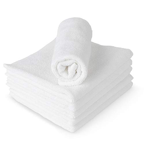 RosenSoft Oversized Wash Clothes-16x14 in Extra Large Wash Cloths for Body and Face, Hand Gym Spa- Fingertip Towels for Bathroom, Bath Towel Set, 100% Turkish Cotton Thick and Absorbent (White, 6)