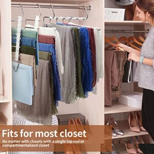 12 Pieces Pants Metal Hangers Organizer Space Saving 5 Layers Stainless Steel Pants Rack Non Slip Clothes Hanger Closet Organizer with Hooks for Trousers Scarf Jeans Skirts