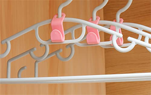 HUAFEI 60 Pcs Clothes Hanger Connector Hooks, Closet Hanger Plastic Hanger Hooks for Closet Space Savers and Family or Clothing Shop Organizer Closets, Pink, 2.16 x 0.79 x 1.2 inches