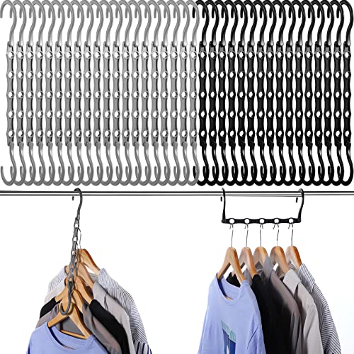 Tatuo 60 Pcs Space Saving Hangers Closet Organizers and Storage Magic Clothes Hangers Sturdy Multiple Cascading Hangers with 5 Holes for Heavy Clothes College Dorm Room Closet Organization