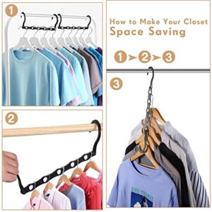 Tatuo 60 Pcs Space Saving Hangers Closet Organizers and Storage Magic Clothes Hangers Sturdy Multiple Cascading Hangers with 5 Holes for Heavy Clothes College Dorm Room Closet Organization