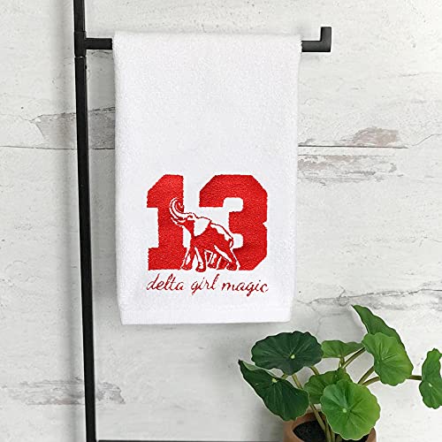 G2TUP Red and White Diva Embroidered Bathroom White Hand Towel Elephant 1913 Bath Towel Girl Magic Greek Sorority Gift (Girl Magic)