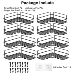 Corner Shower Caddy Shelf Organizer, Adhesive Bathroom Basket with Movable Hooks, Shower Shelf Wall Mounted Organizer for Bathroom, Toilet, Kitchen and Dorm,8-Pack