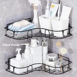 Corner Shower Caddy Shelf Organizer, Adhesive Bathroom Basket with Movable Hooks, Shower Shelf Wall Mounted Organizer for Bathroom, Toilet, Kitchen and Dorm,8-Pack