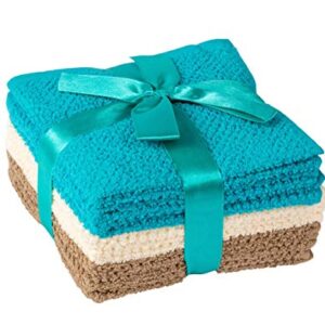 Living Fashions Washcloths Set of 8 - Popcorn Weave Wash Cloth Designed to Exfoliate Your Hands, Body or Face - Absorbent 100% Ring Spun Cotton - Size 12" X 12" - Colors Teal, Cream & Taupe
