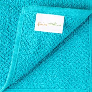 Living Fashions Washcloths Set of 8 - Popcorn Weave Wash Cloth Designed to Exfoliate Your Hands, Body or Face - Absorbent 100% Ring Spun Cotton - Size 12" X 12" - Colors Teal, Cream & Taupe