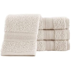 4 pieces ivory lace cream washcloths quick-dry, highly absorbent, soft feel fingertip towels, premium quality flannel face cloths