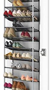 12-Tier Over The Door Shoe Rack, Metal, Gray