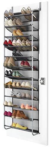 12-Tier Over The Door Shoe Rack, Metal, Gray