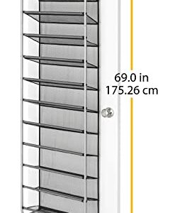 12-Tier Over The Door Shoe Rack, Metal, Gray