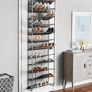 12-Tier Over The Door Shoe Rack, Metal, Gray