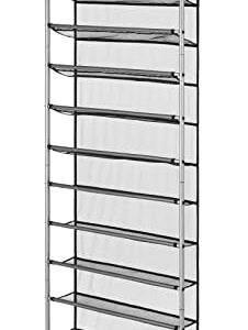 12-Tier Over The Door Shoe Rack, Metal, Gray