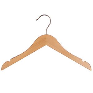 nahanco 20014 flat wooden top hanger, 14", low gloss natural (pack of 100)