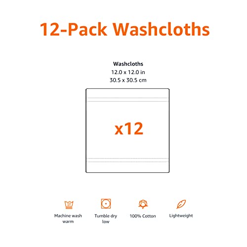 Amazon Basics Dual Performance Washcloths - 12-Pack,Cotton, True Blue