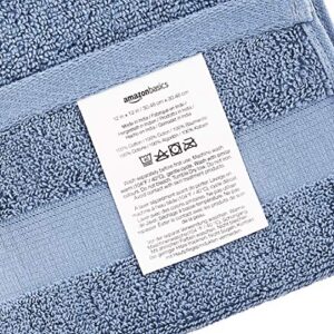 Amazon Basics Dual Performance Washcloths - 12-Pack,Cotton, True Blue