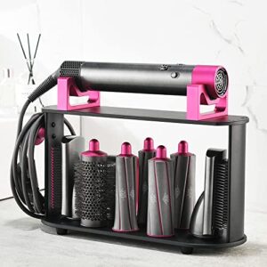 storage holder for dyson airwrap styler, 8-holes countertop bracket organizer stand storage rack for hair curling iron wand barrels brushes diffuser nozzles for home bedroom bathroom - aluminum alloy