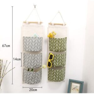 SHENDAF 3Pcs Wall Closet Hanging Storage Bag, Premium Linen Fabric Over The Door Organizer