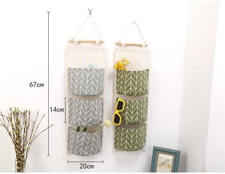 SHENDAF 3Pcs Wall Closet Hanging Storage Bag, Premium Linen Fabric Over The Door Organizer