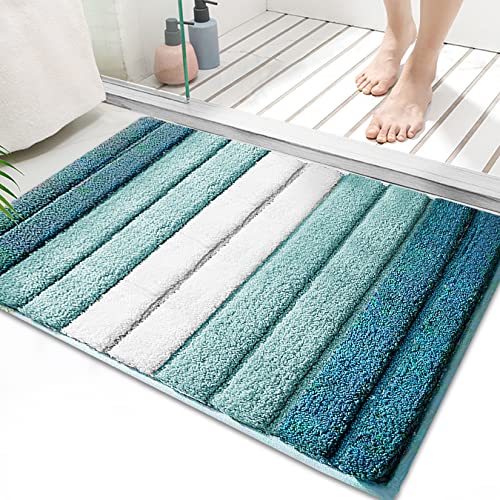 SiliPacks Bathroom Rugs 20"x32" Non-Slip Microfiber Carpet, Machine Washable Quick Dry Bath Mats for Bathroom, Bedroom and Kithchen -Turquoise