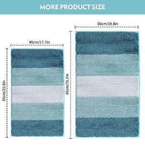 SiliPacks Bathroom Rugs 20"x32" Non-Slip Microfiber Carpet, Machine Washable Quick Dry Bath Mats for Bathroom, Bedroom and Kithchen -Turquoise