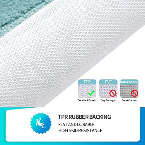 SiliPacks Bathroom Rugs 20"x32" Non-Slip Microfiber Carpet, Machine Washable Quick Dry Bath Mats for Bathroom, Bedroom and Kithchen -Turquoise