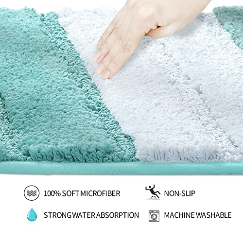 SiliPacks Bathroom Rugs 20"x32" Non-Slip Microfiber Carpet, Machine Washable Quick Dry Bath Mats for Bathroom, Bedroom and Kithchen -Turquoise